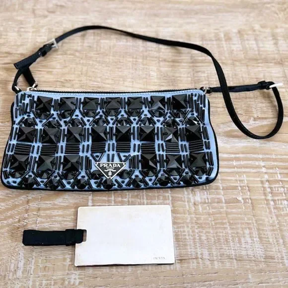 Vintage PRADA Art Deco Beaded Satin Clutch - Picture 7 of 10